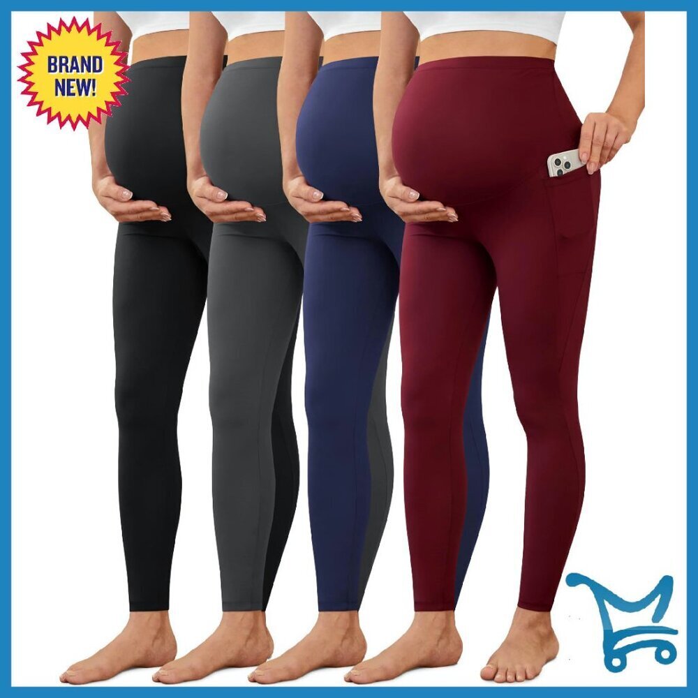 Maternity Leggings with Pockets Over Belly Buttery Soft Yoga Workout Pants